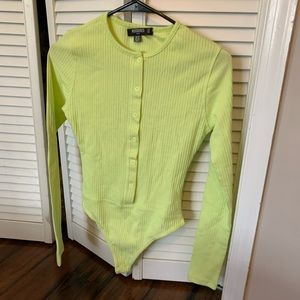 Miss guided lime green ribbed bodysuit Size 6 NWT